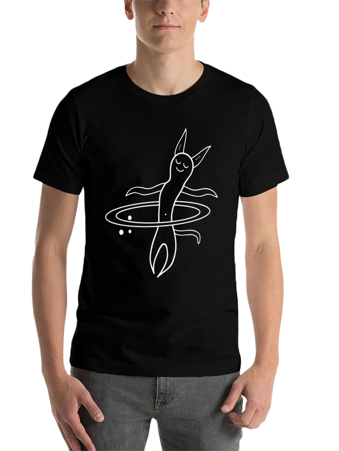Black Cosmic Worm T-Shirt - Black Cotton Graphic Tee view 7