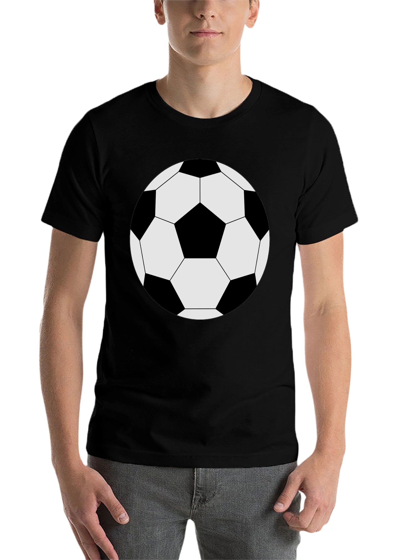Black Soccer Ball Graphic Tee - Black Cotton T-Shirt view 7