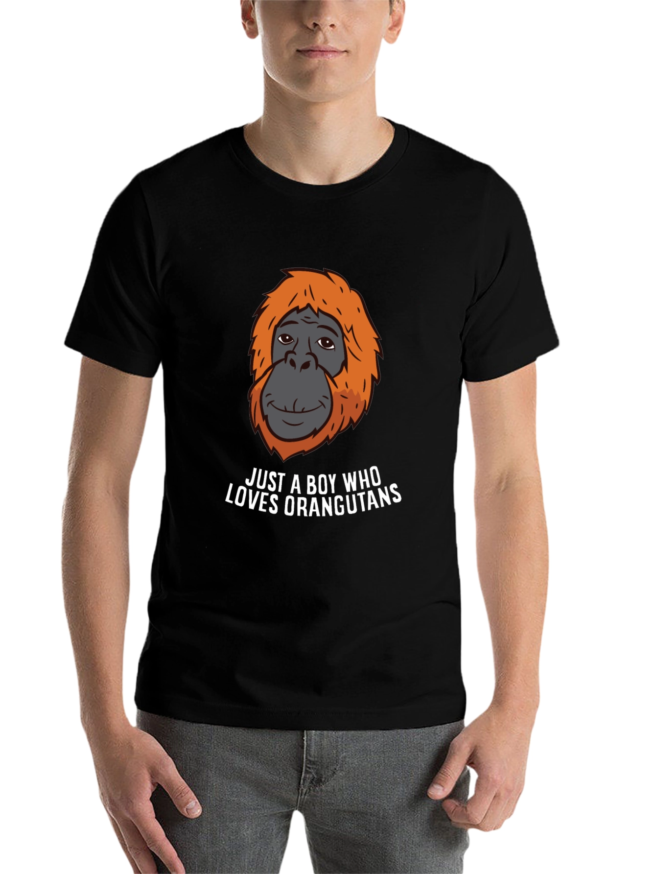 Black Boy Who Loves Orangutans T-Shirt view 7