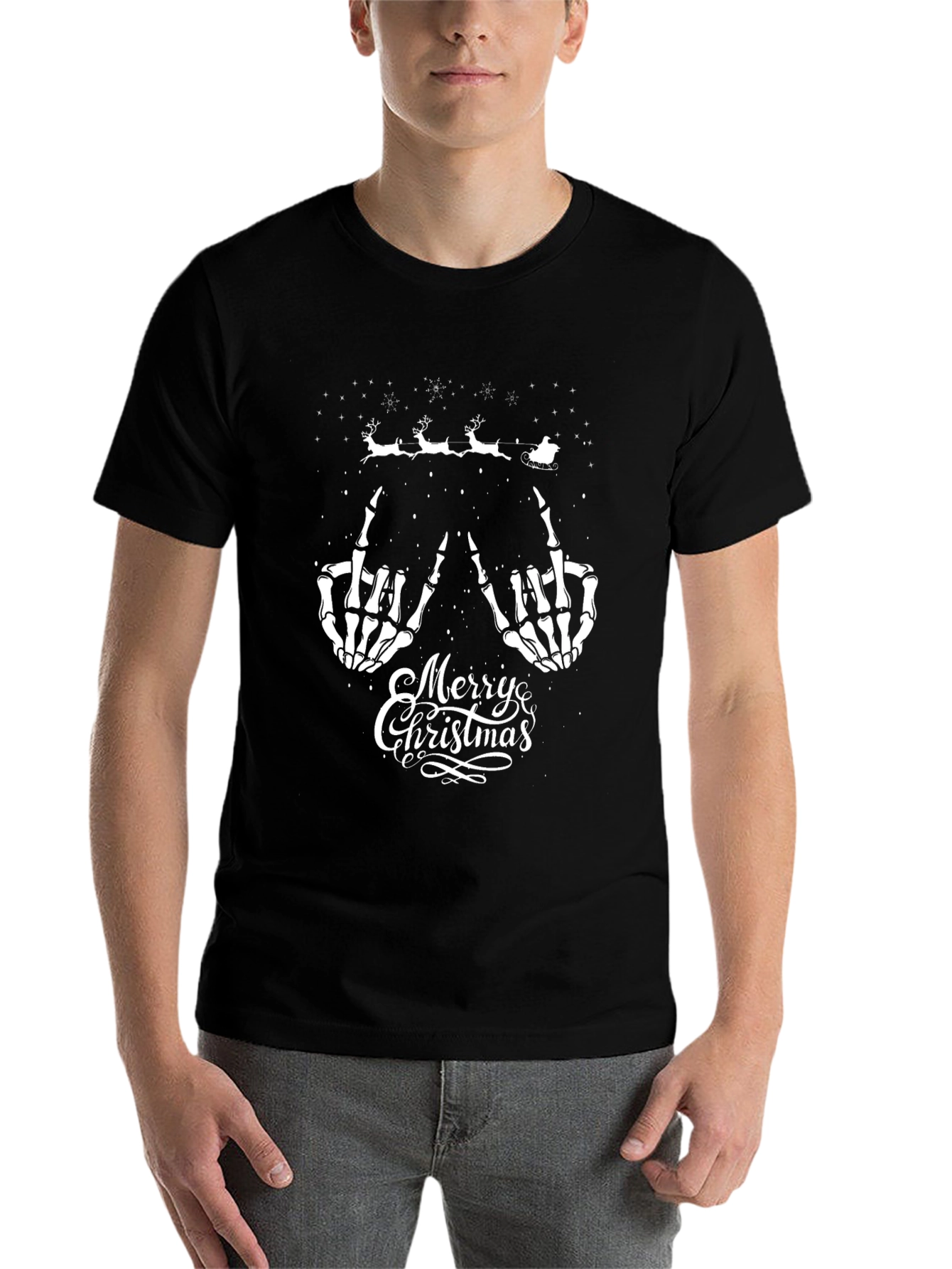 Skeleton Middle Finger Merry Christmas T-Shirt - 7