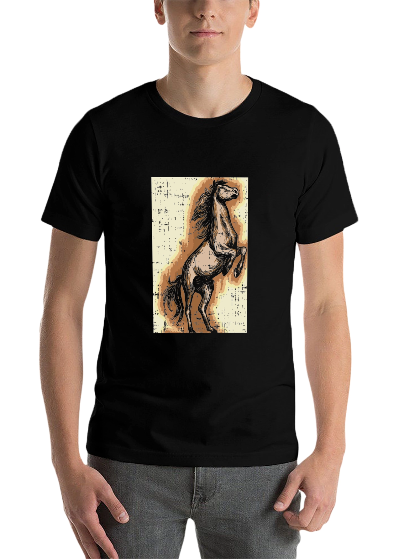 Black Horse Graphic Tee - Black Cotton Blend view 7