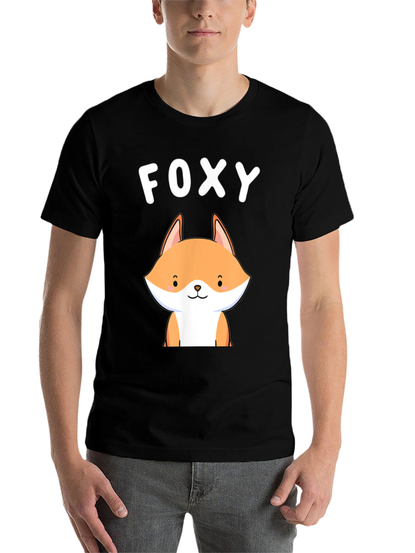 Black Foxy Graphic Tee - Cute Fox Design view 7