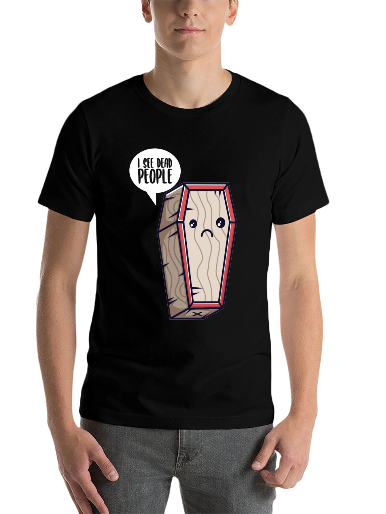 Black I See Dead People Coffin T-Shirt view 7