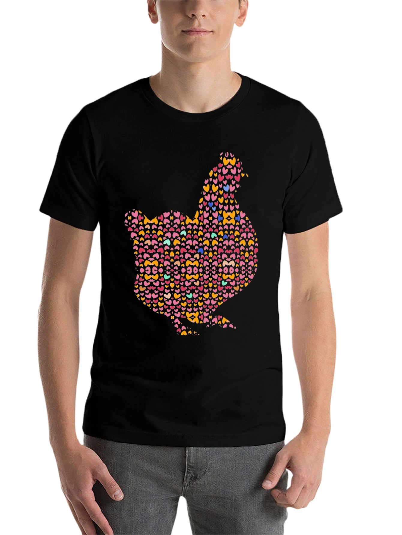 Black Heart Chicken Graphic Black T-Shirt view 7