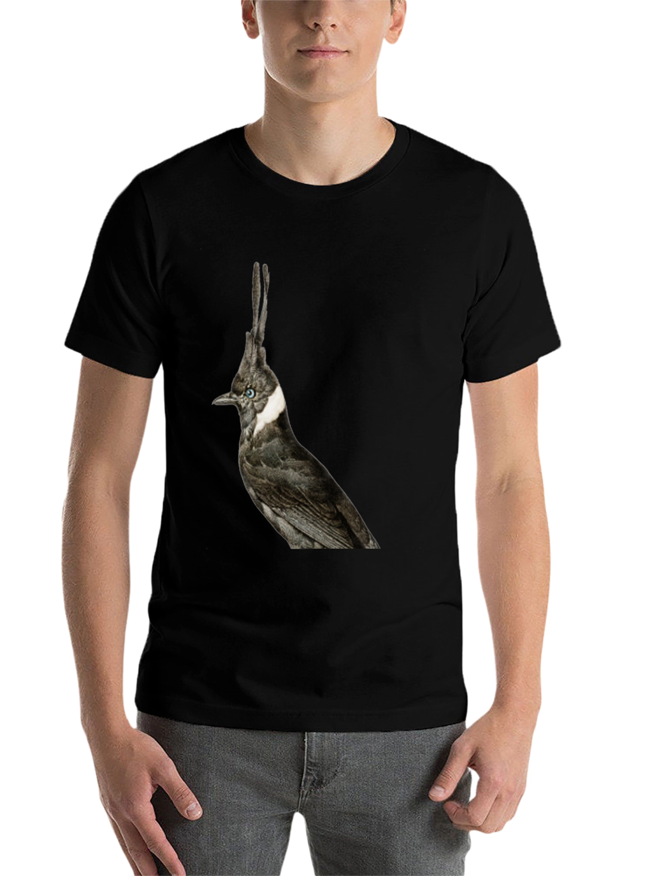 Black Crested Bird Graphic T-Shirt - Unique Style view 7