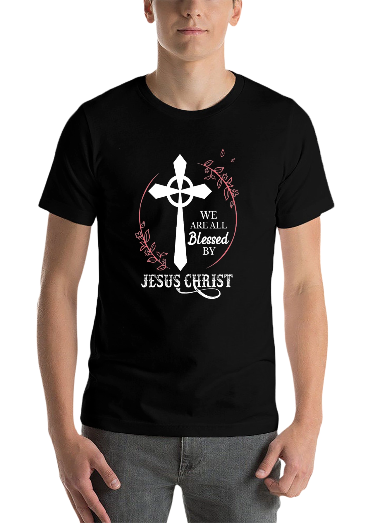 Black Blessed by Jesus Christ Black T-Shirt view 7