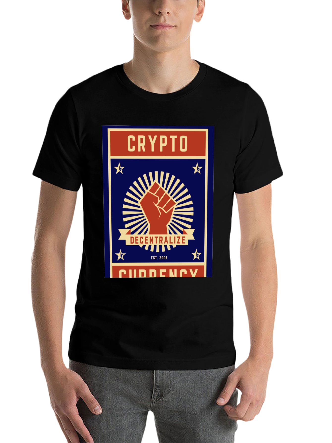Black Crypto Decentralize T-Shirt - Black Cotton Graphic Tee view 7