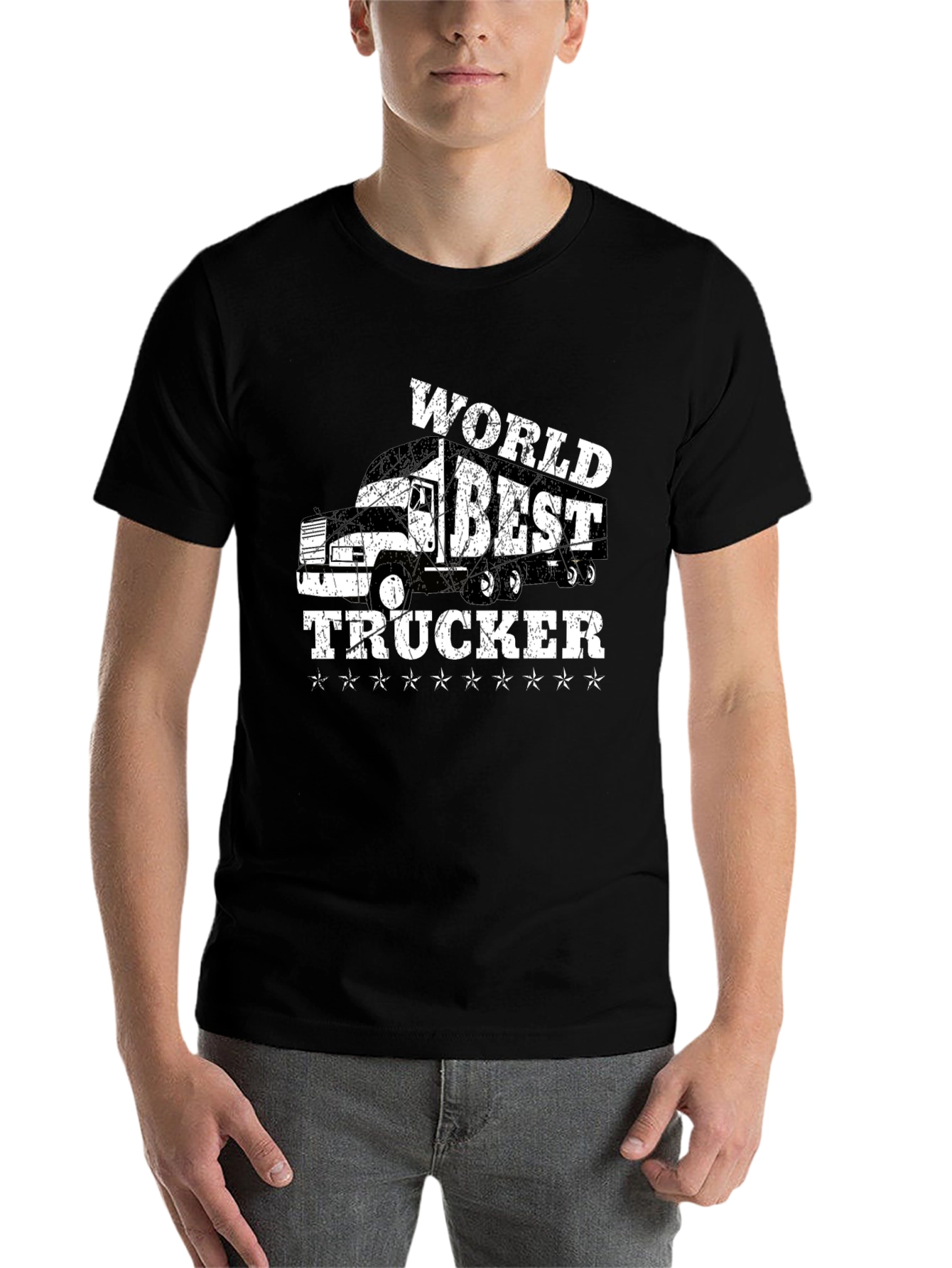 Black World's Best Trucker T-Shirt - Black Cotton Tee view 7