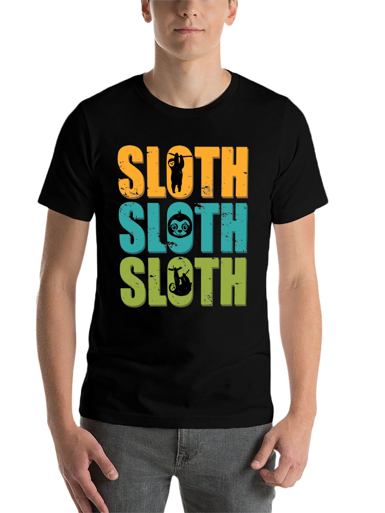 Black Sloth Lover T-Shirt Funny Animal Tee Men's view 7