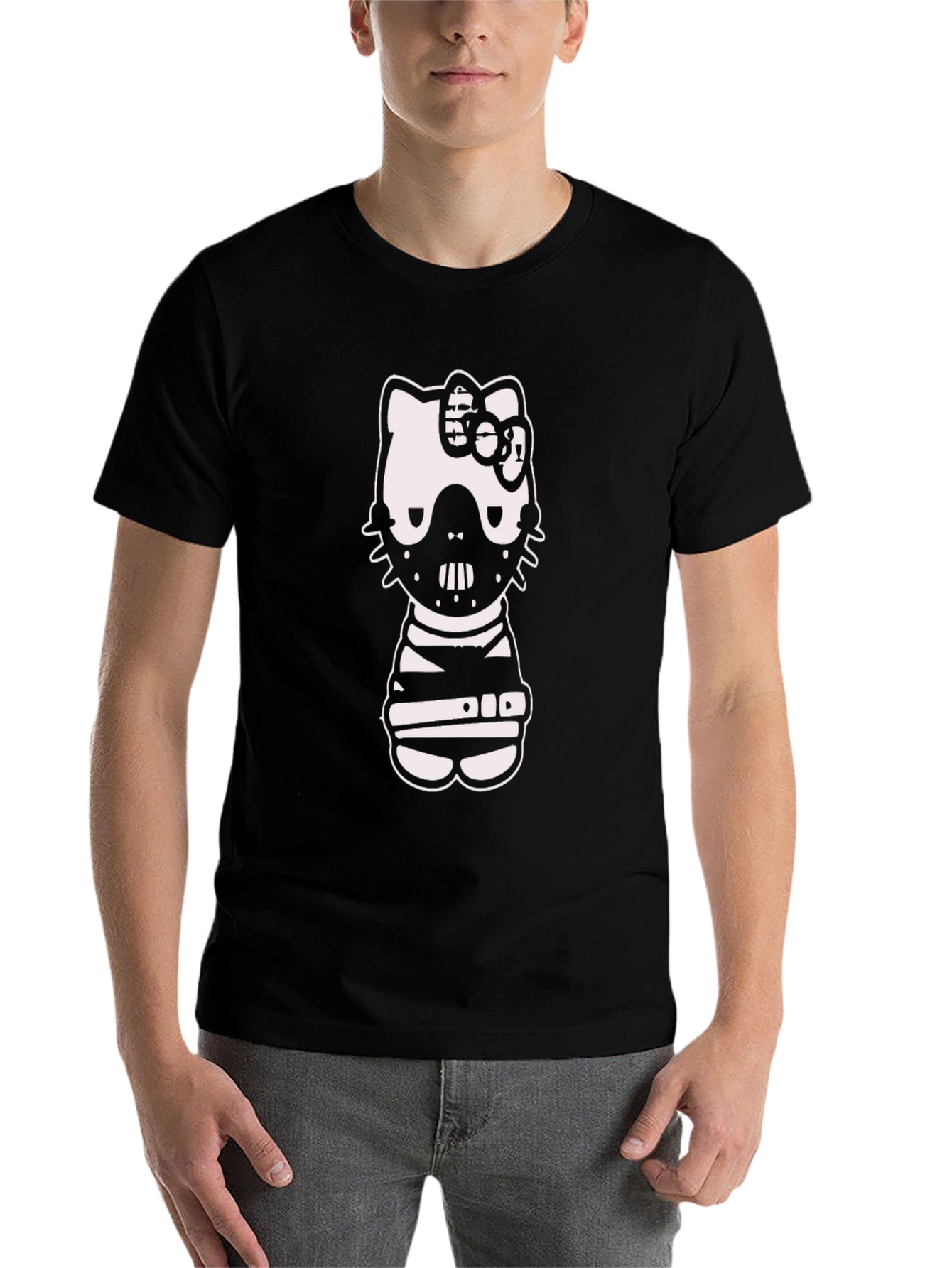 Black Hello Kitty Hannibal Lecter T-Shirt view 7