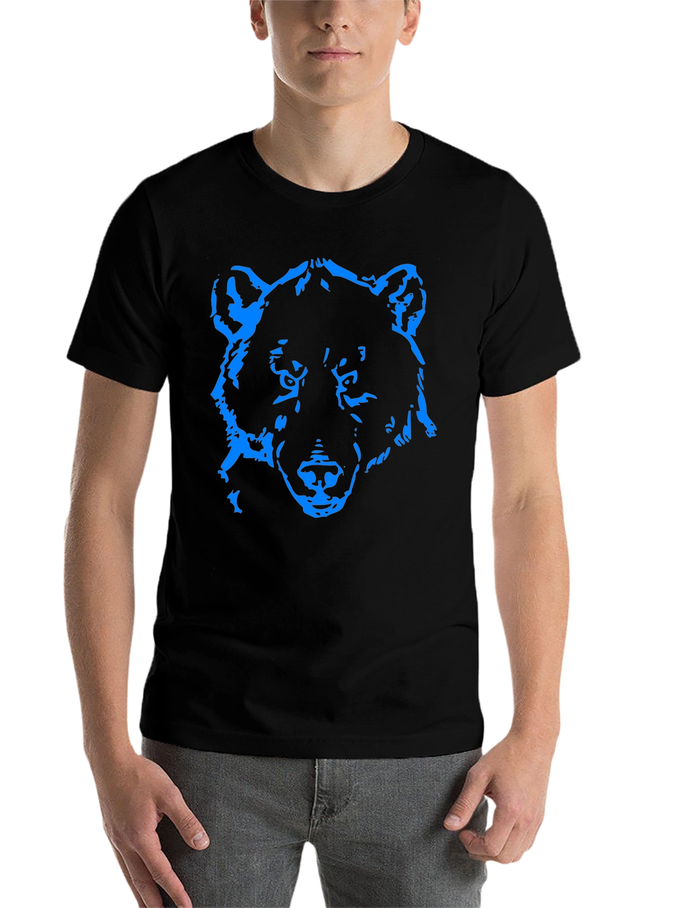 Black Bold Bear Graphic Tee - Men's Black Crew Neck Shirt view 7