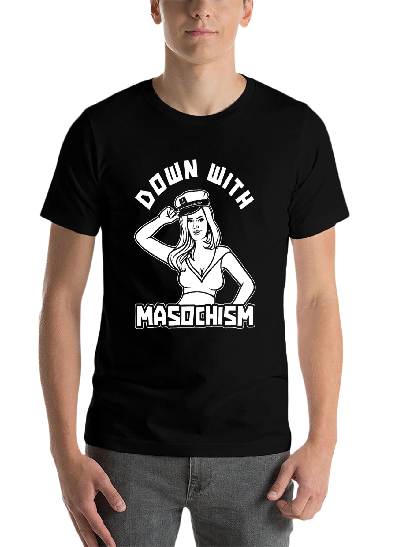 Black Down With Masochism Graphic Tee view 7