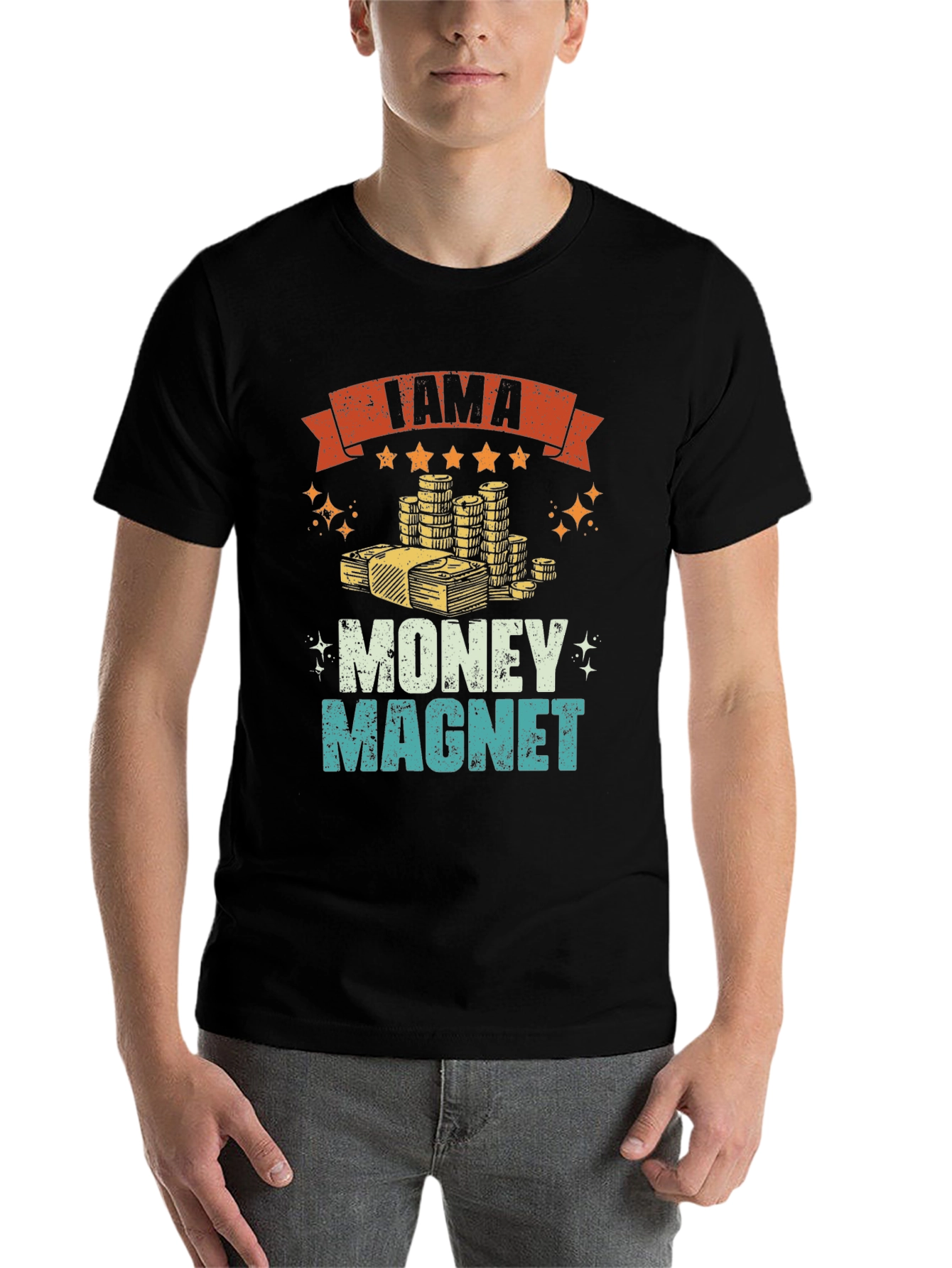 Black I am a Money Magnet Graphic Tee view 7