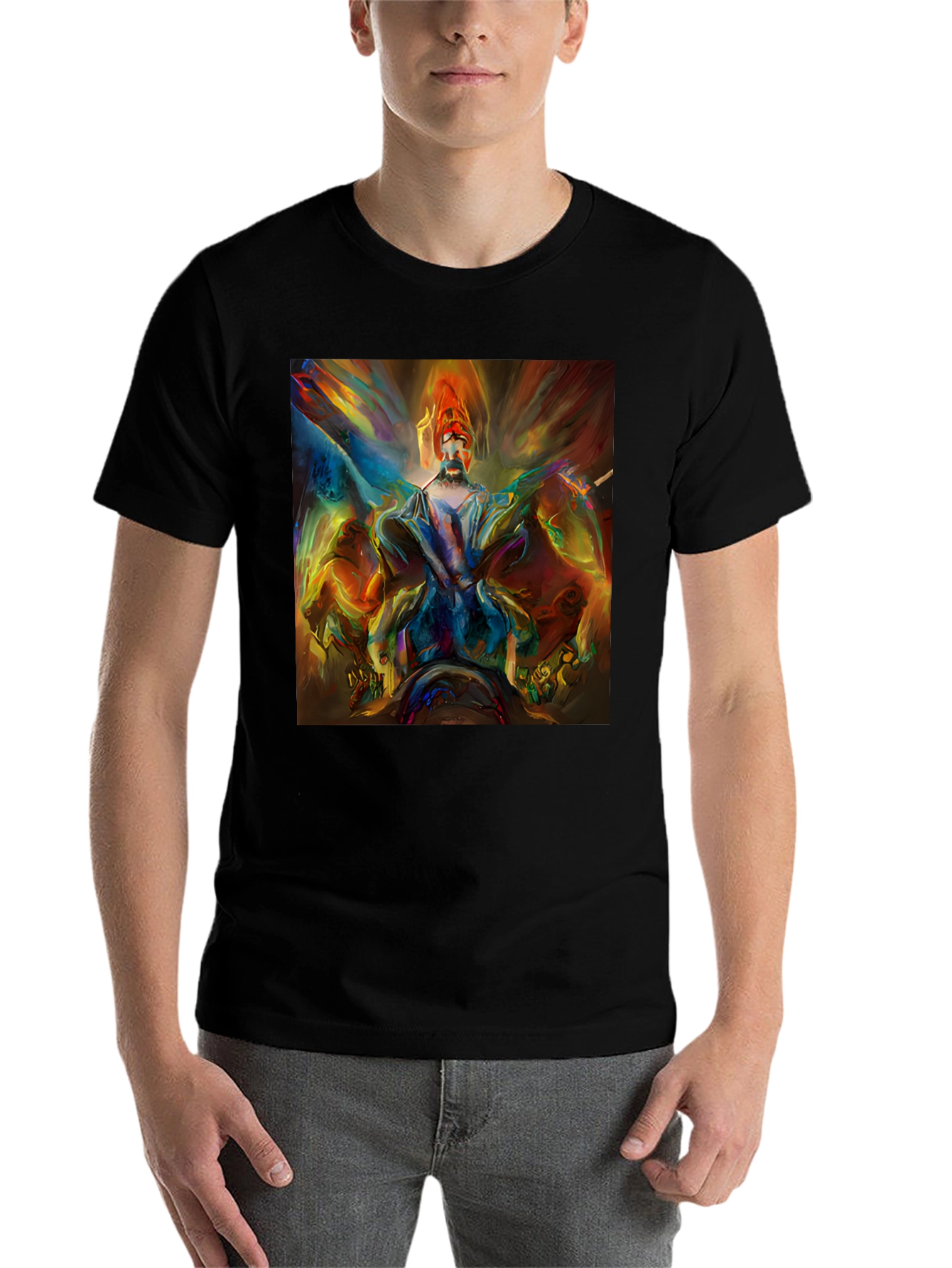 Black Abstract Art Print Black T-Shirt view 7
