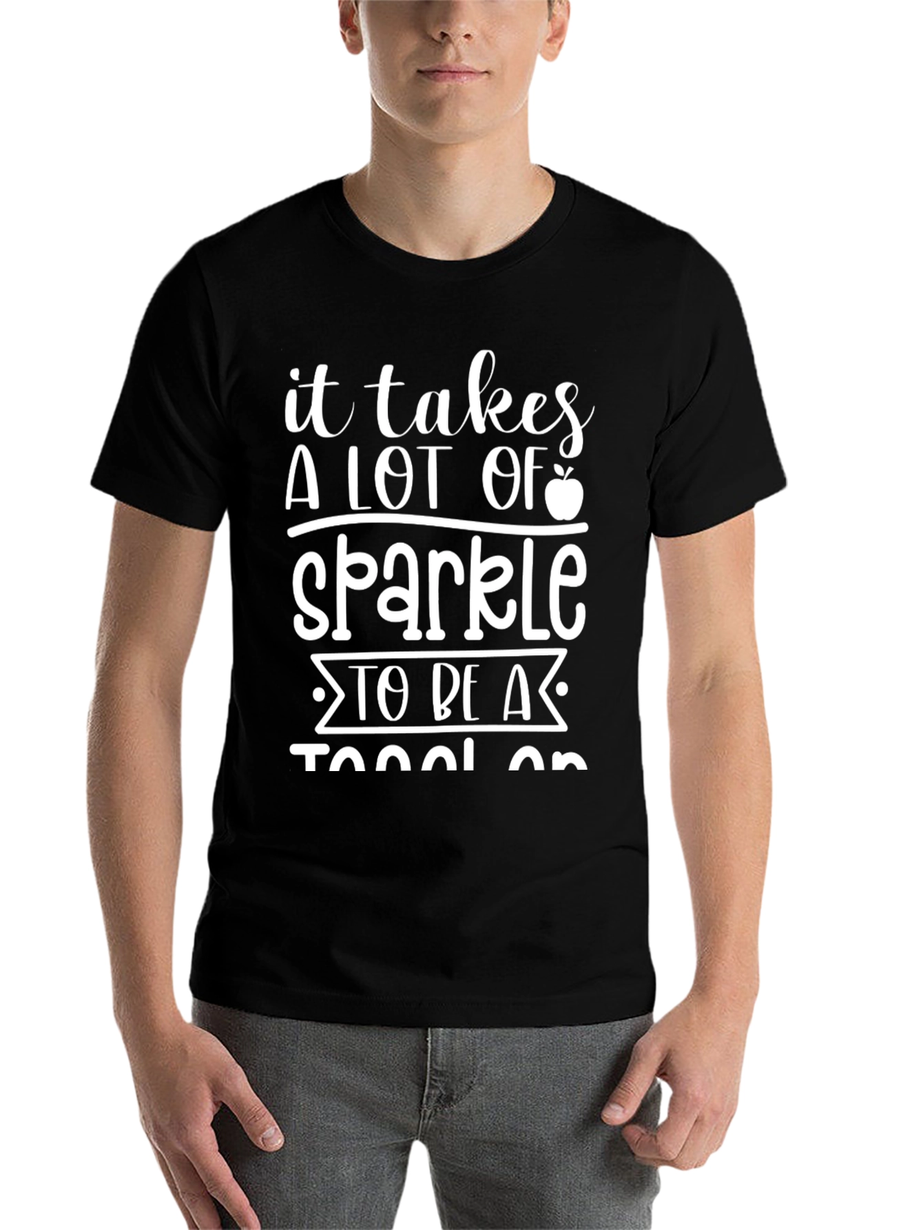 Black Sparkle Teacher T-Shirt view 7