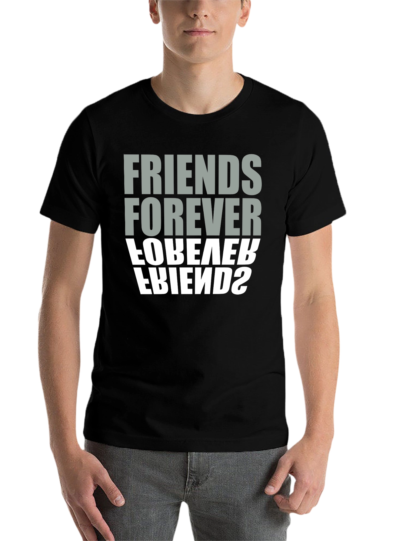 Black Friends Forever Graphic Tee - Black Crew Neck view 7