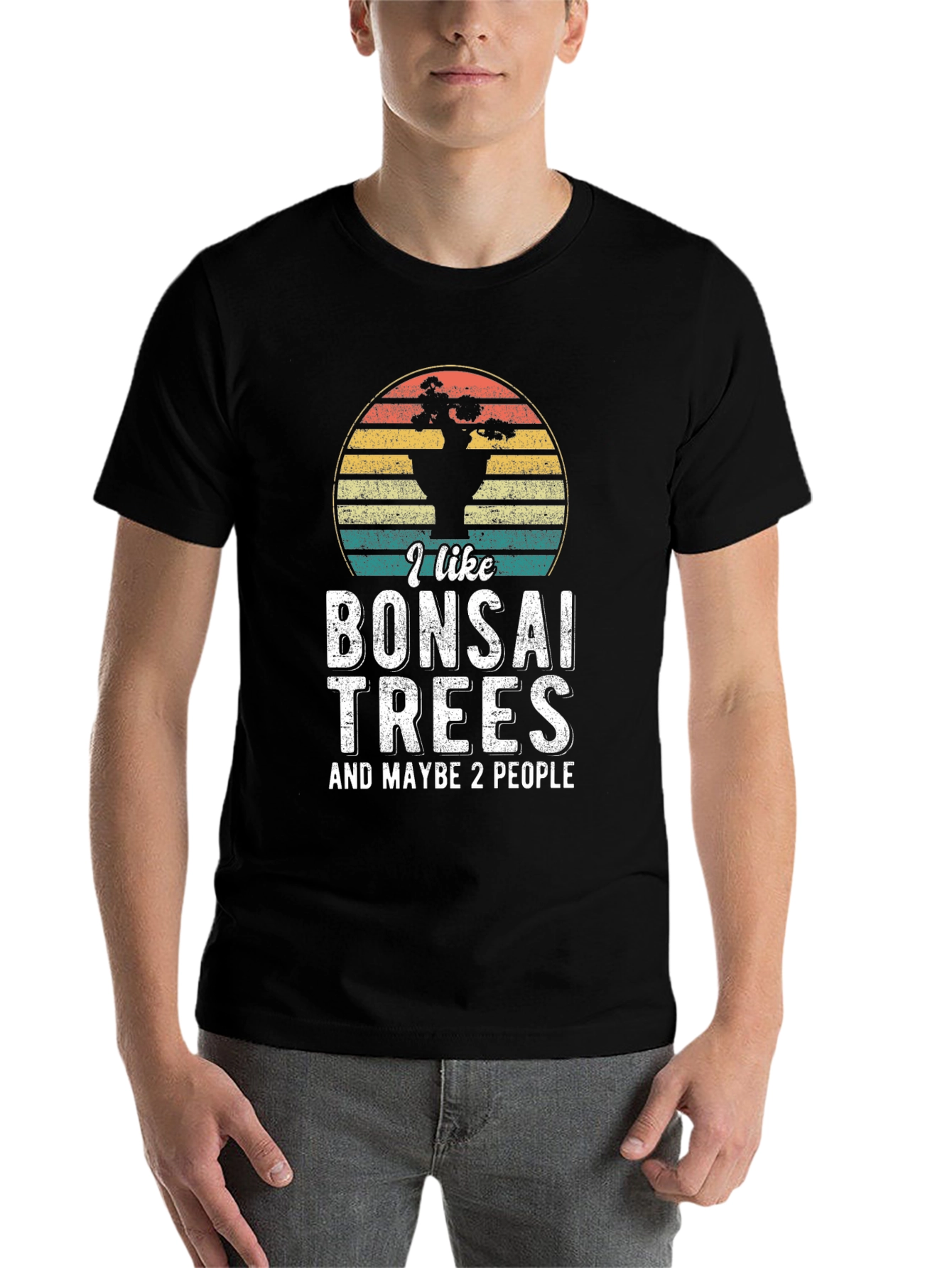 Black Bonsai Tree Lover T-Shirt - I Like Bonsai Trees & Maybe 2 People view 7