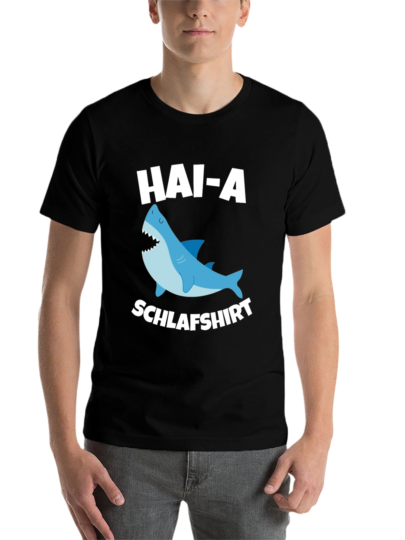 Black Funny Shark T-Shirt - Hai-A Schlafshirt view 7