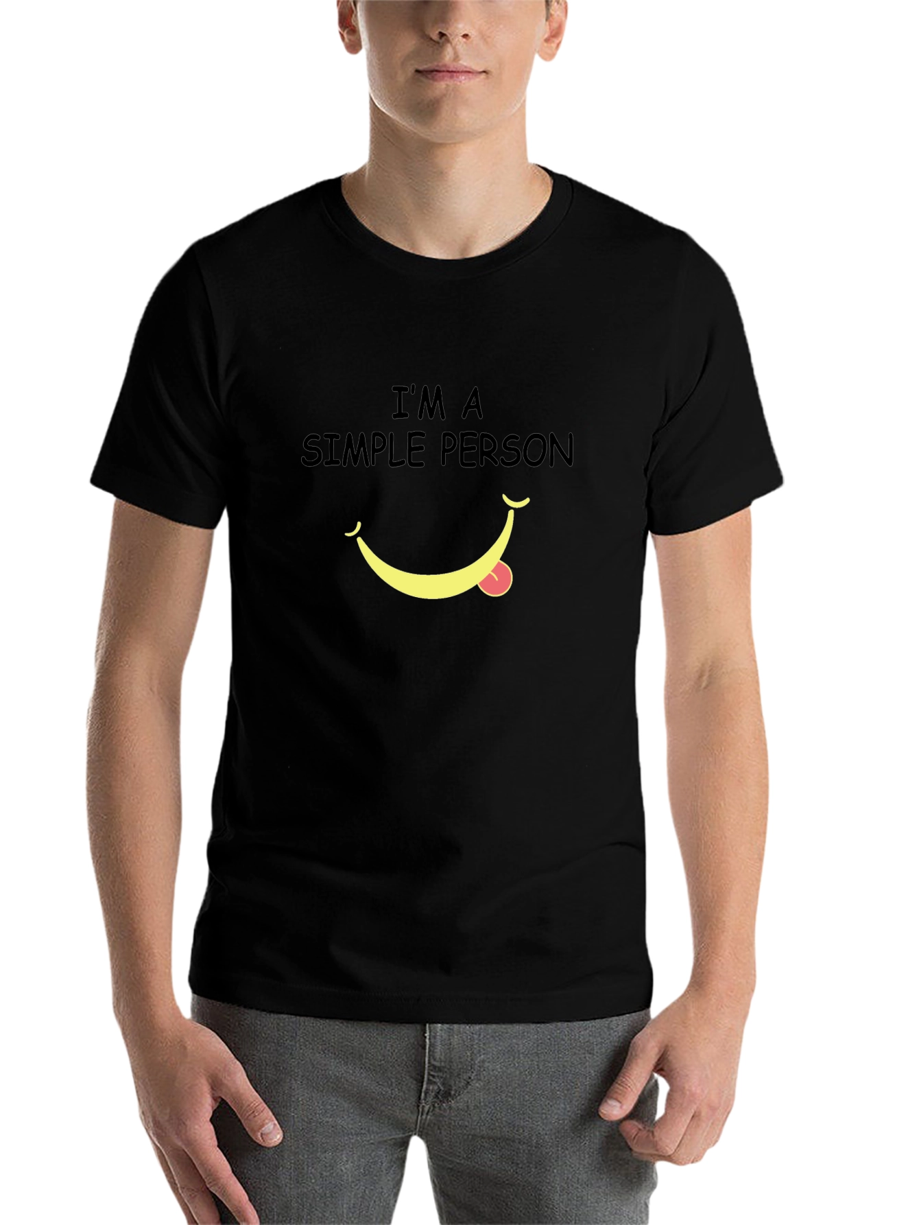 Black Simple Person Smile Graphic Tee - Soft Cotton Blend view 7