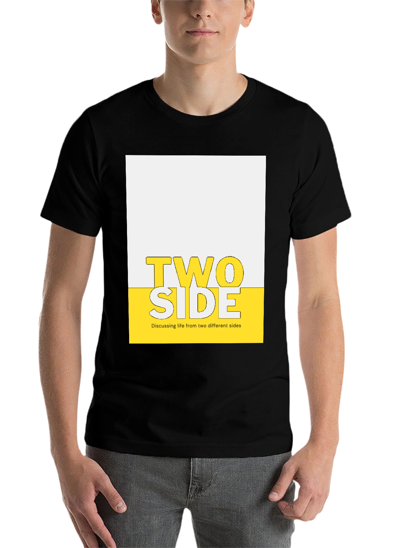 Black Two Side Graphic Print T-Shirt view 7