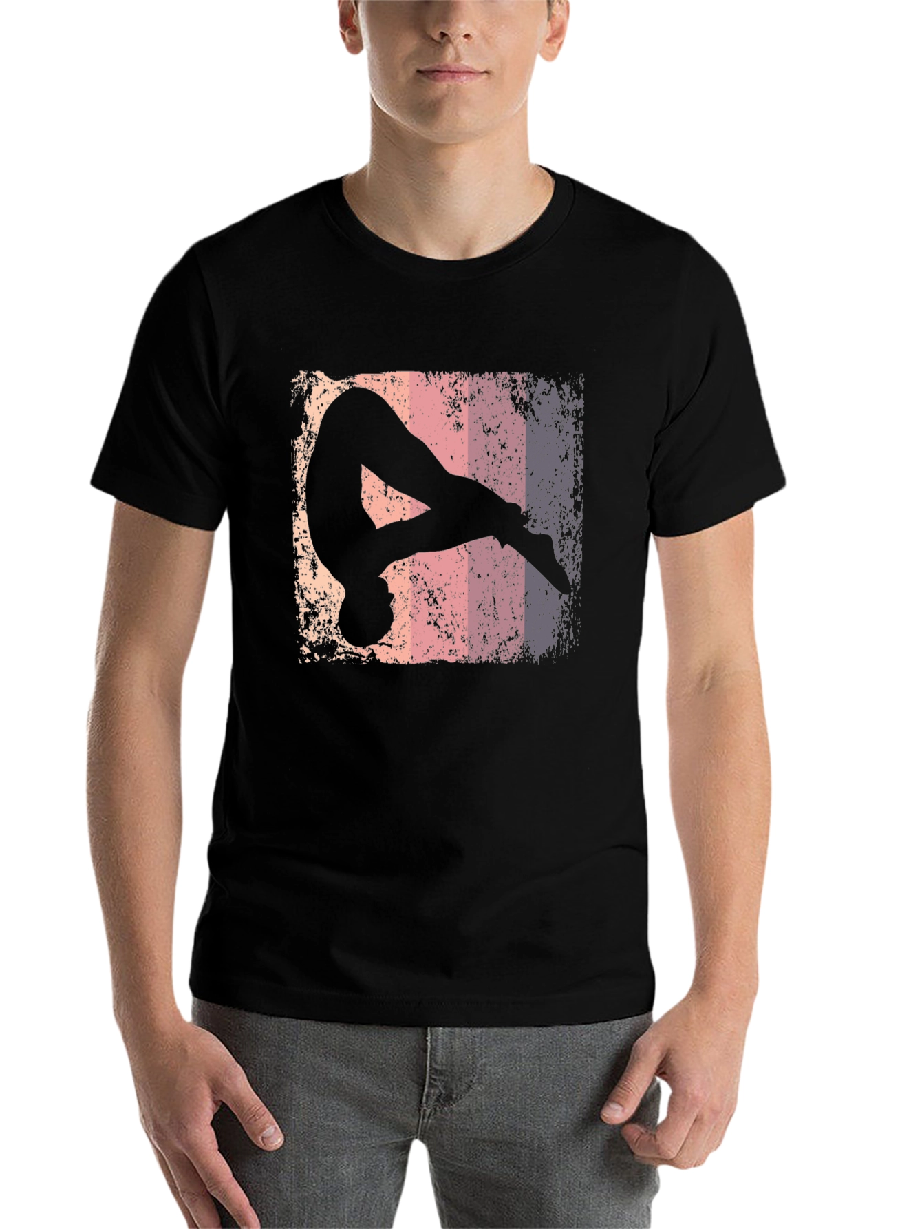 Black Retro Gymnastics Silhouette Graphic Tee view 7