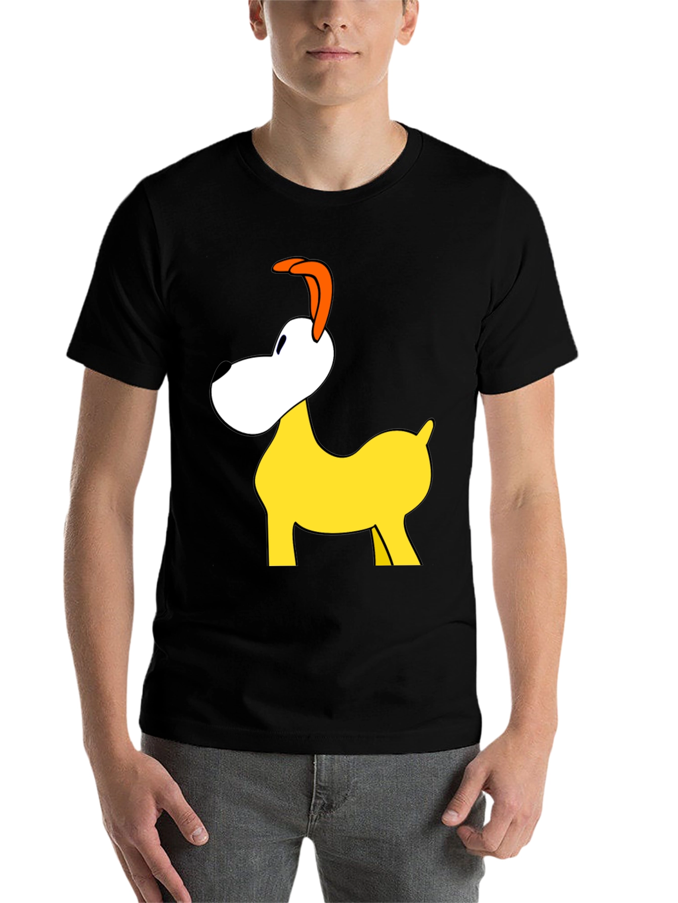 Black Cartoon Dog Graphic Tee - Black Cotton Blend Shirt view 7