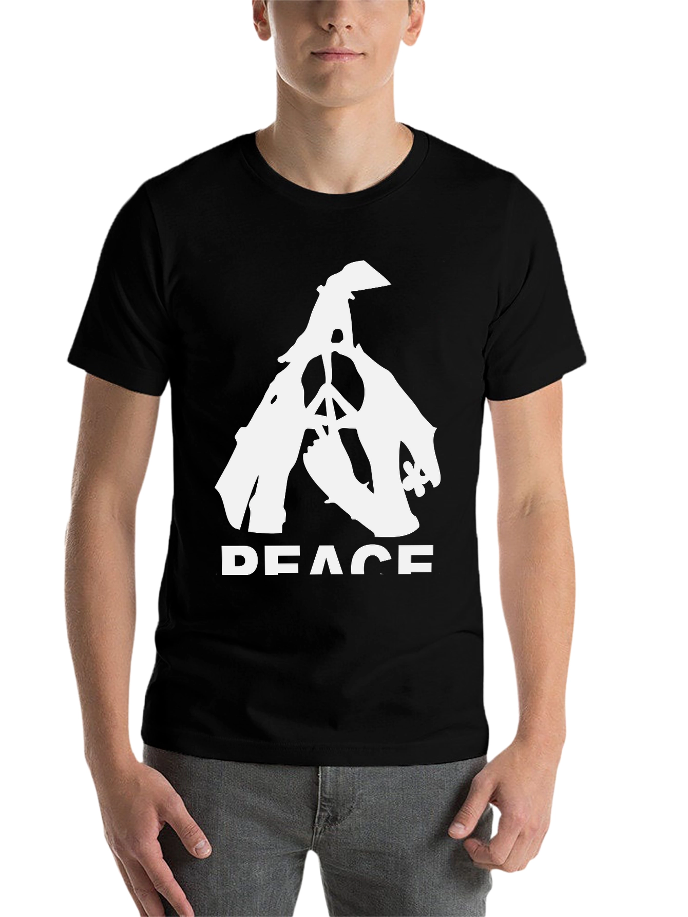 Black Peace Dove T-Shirt - Black Cotton Blend Tee view 7