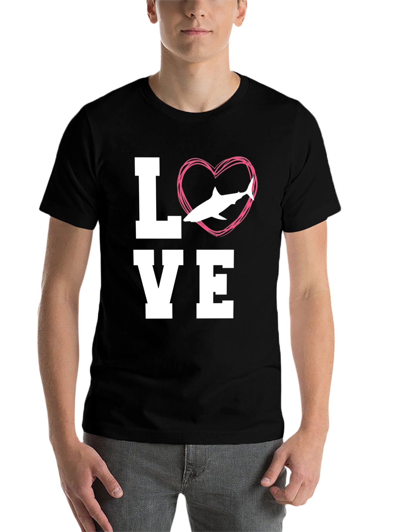 Black Love Shark Black T-Shirt - Animal Lover Tee view 7