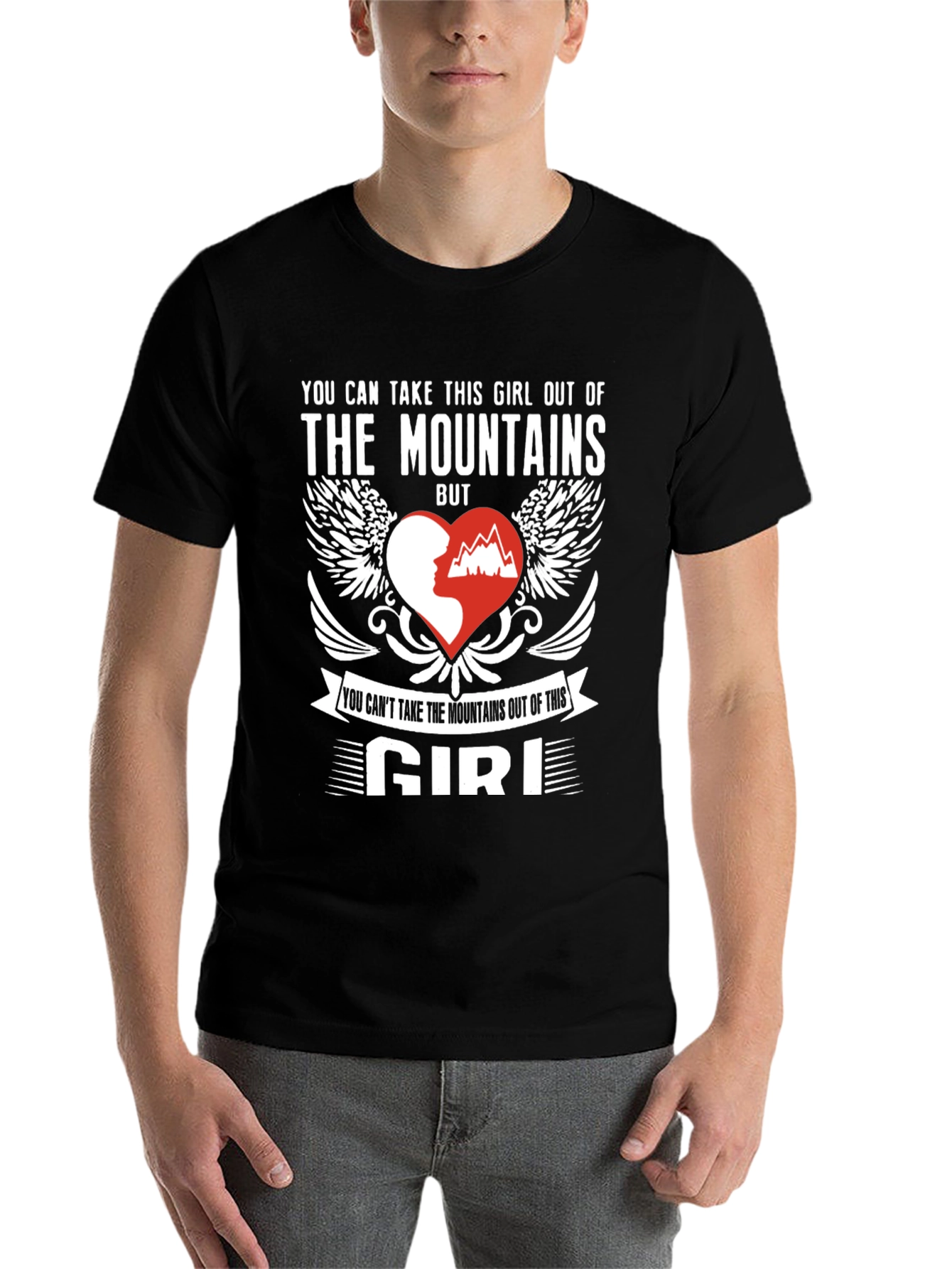 Black Mountains Girl Graphic Tee - Outdoor Adventure Shirt view 7