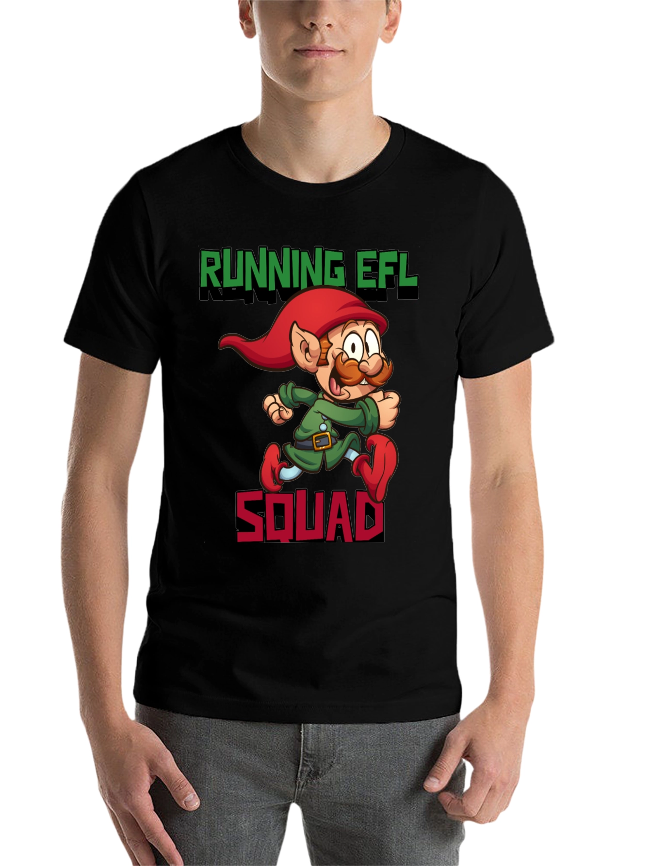 Black Running EFL Squad Graphic Tee - Black Cotton T-Shirt view 7