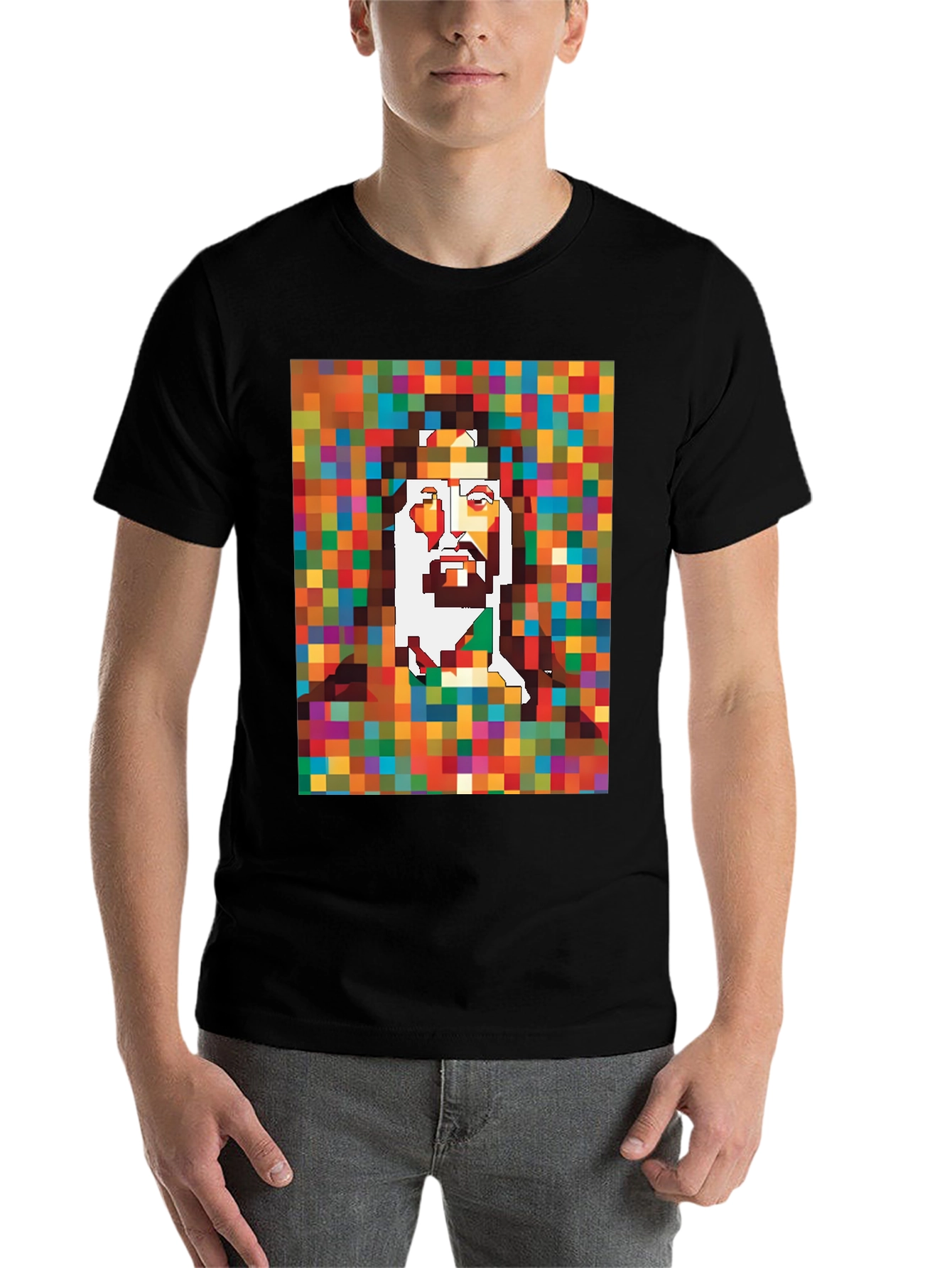 Black Pixel Jesus Graphic Tee - Black view 7