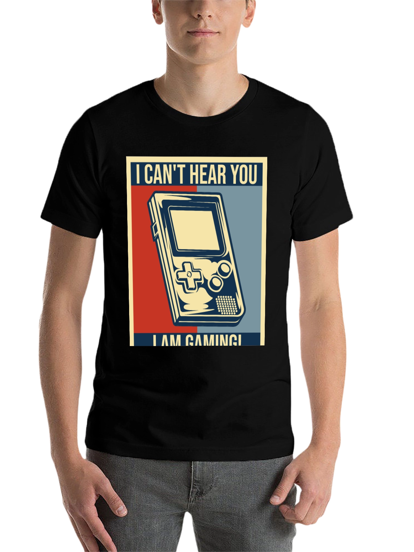 Black I Can't Hear You I'm Gaming T-Shirt view 7