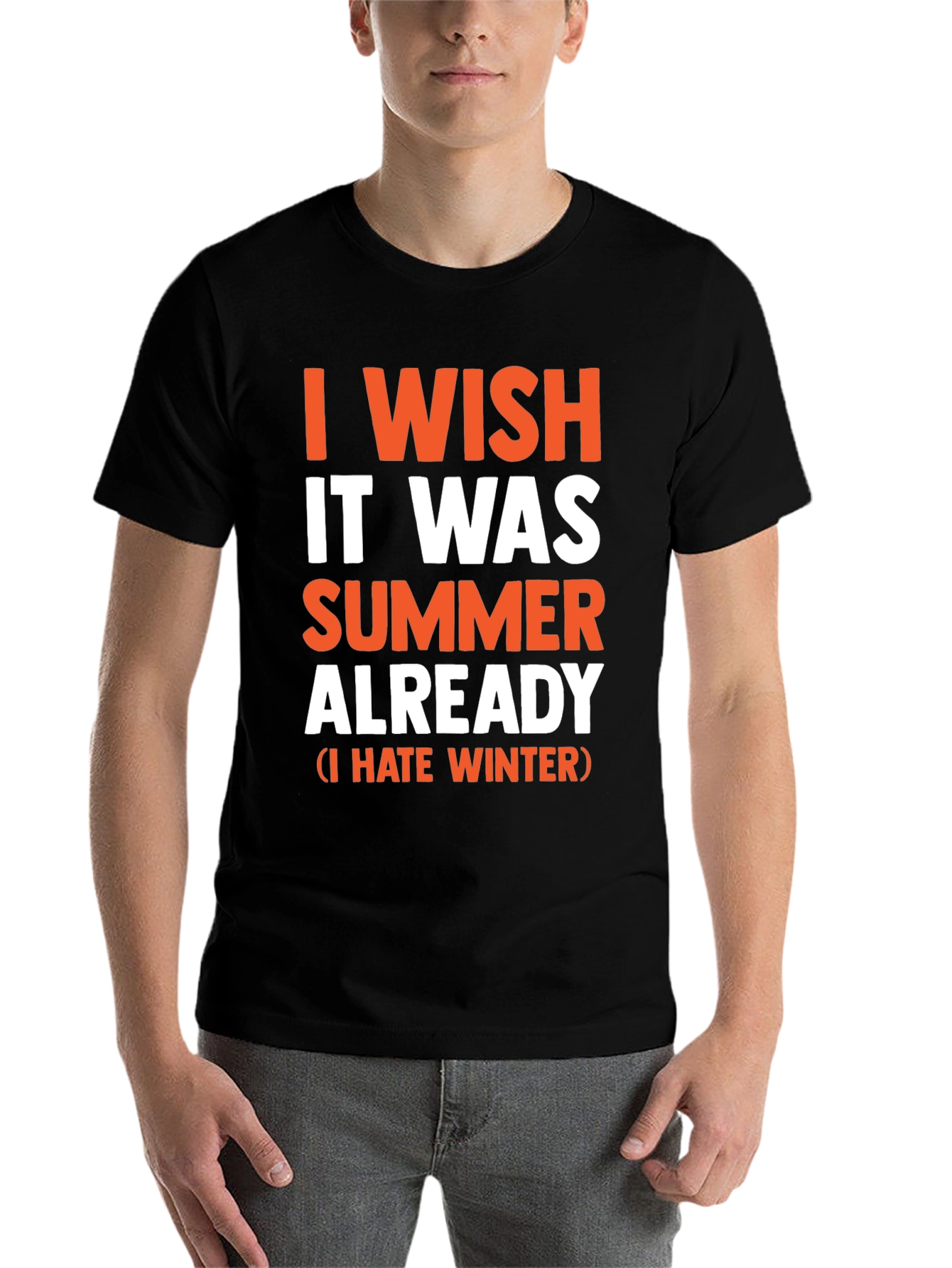 Black I Wish It Was Summer Already - Funny T-Shirt view 7