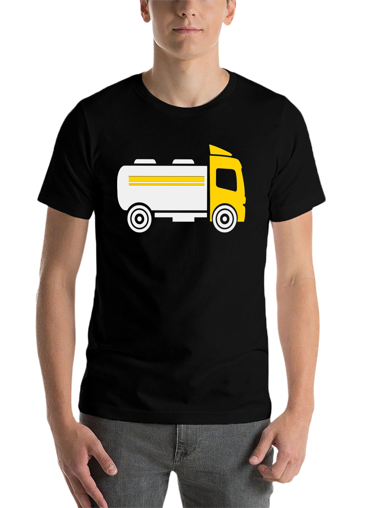 Black Fuel Tanker Truck Graphic T-Shirt - Black view 7