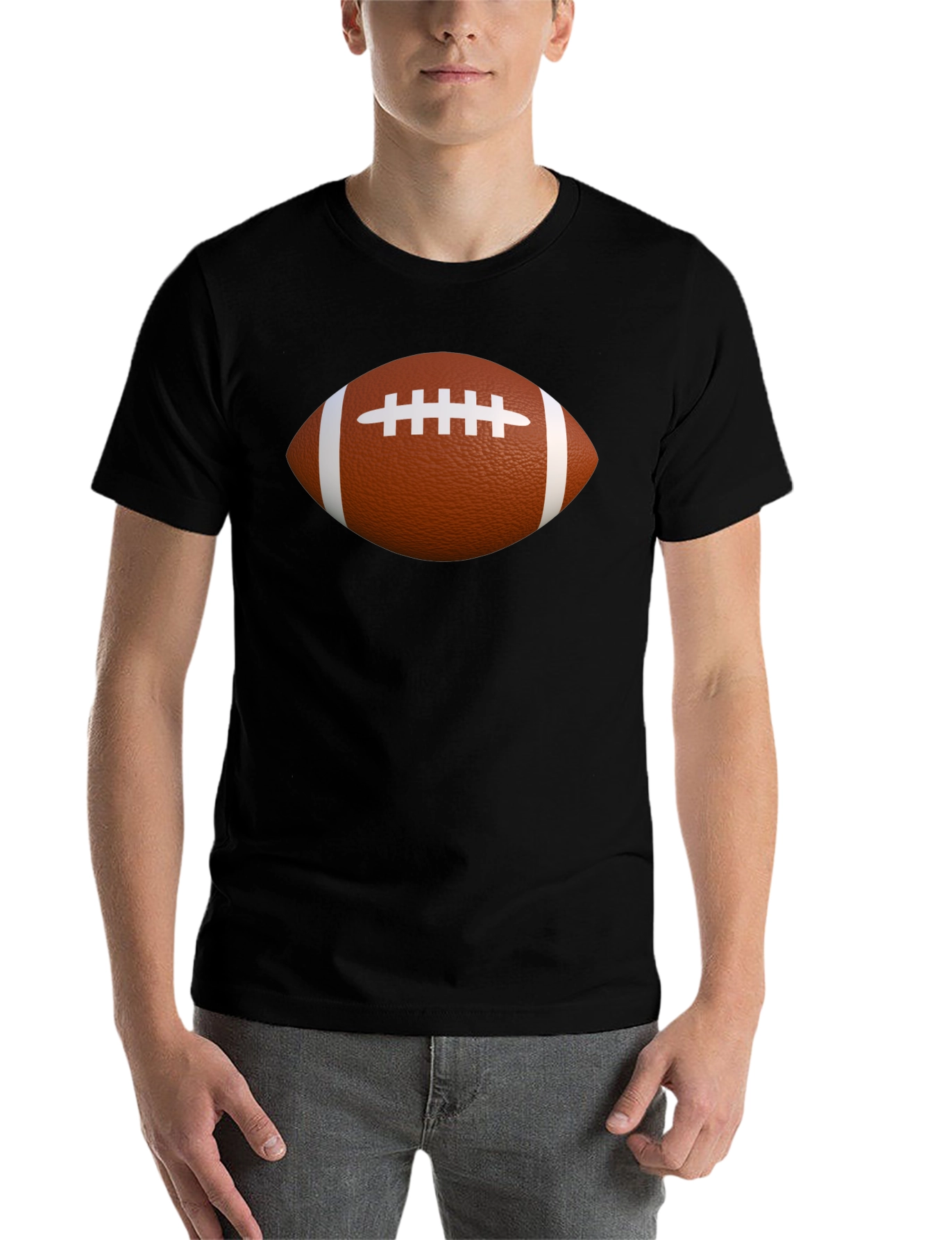 Black Football Graphic T-Shirt - Casual Cotton Tee view 7