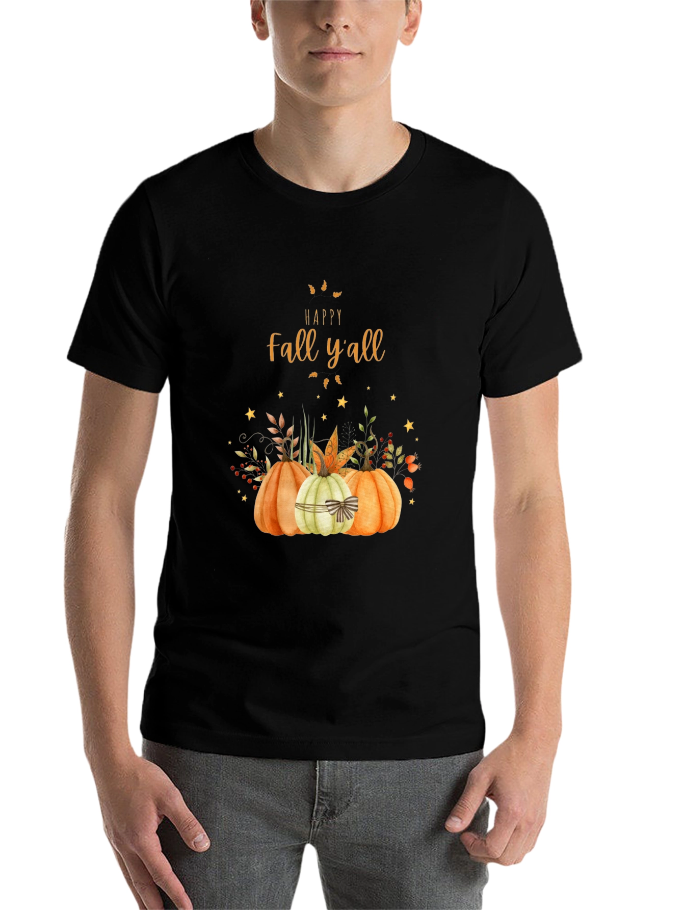 Black Fall Y'all Pumpkin T-Shirt view 7