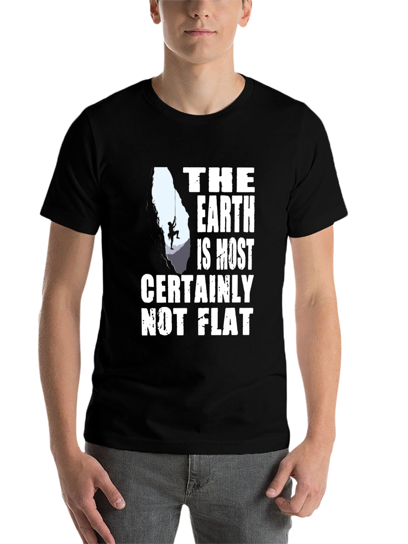 Black The Earth is Most Certainly Not Flat T-Shirt view 7