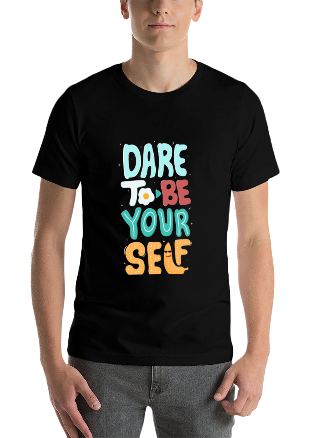 Black Dare to Be Yourself Graphic Tee - Black view 7