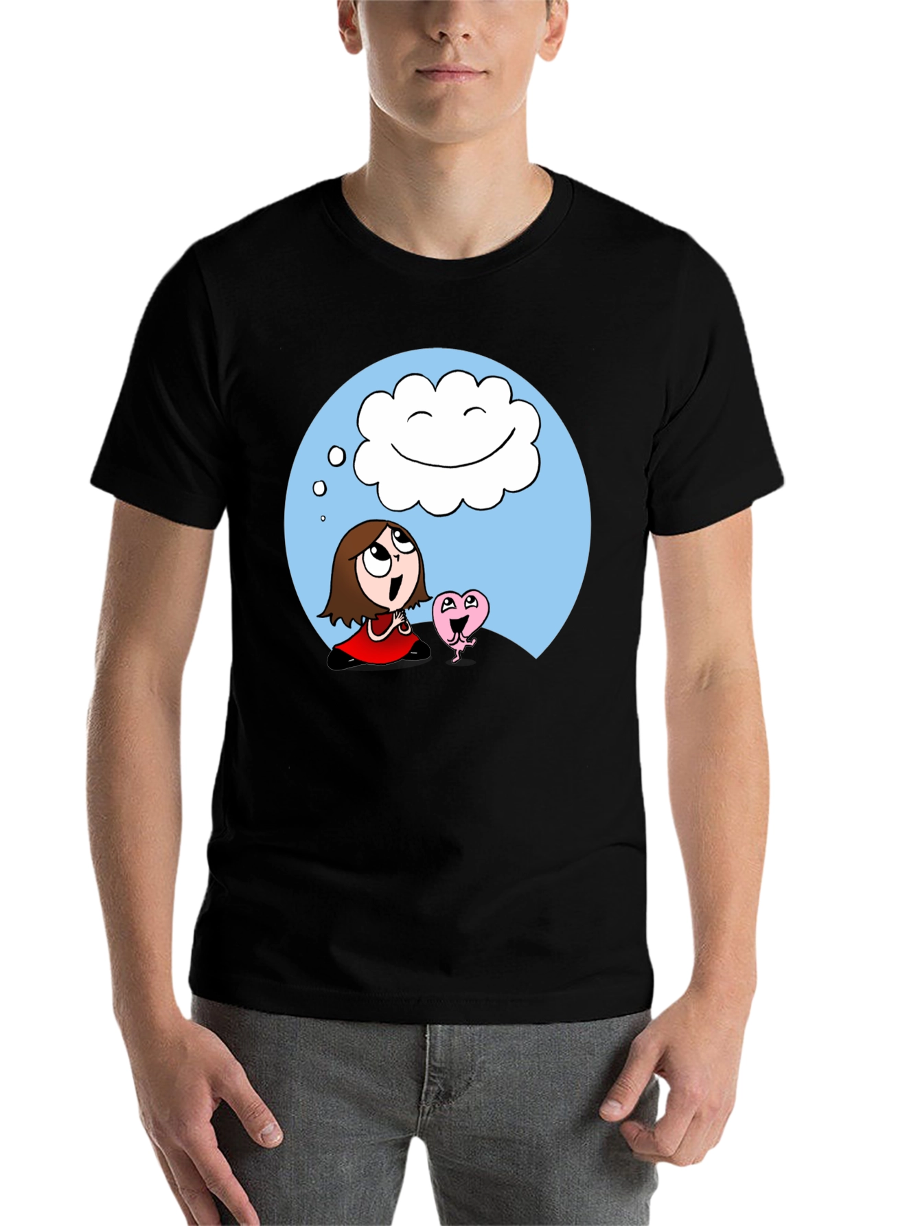 Black Dreamy Cartoon Graphic T-Shirt view 7