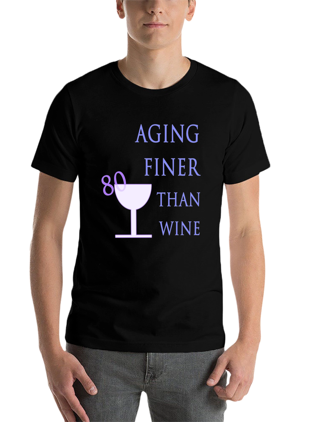 Black Aging Finer Than Wine 80th Birthday T-Shirt view 7