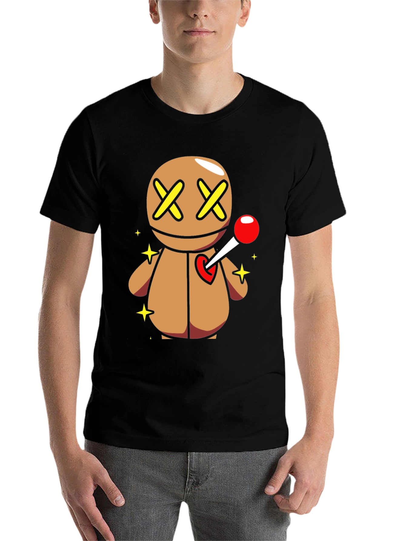 Black Voodoo Doll Graphic Tee - Novelty T-Shirt view 7