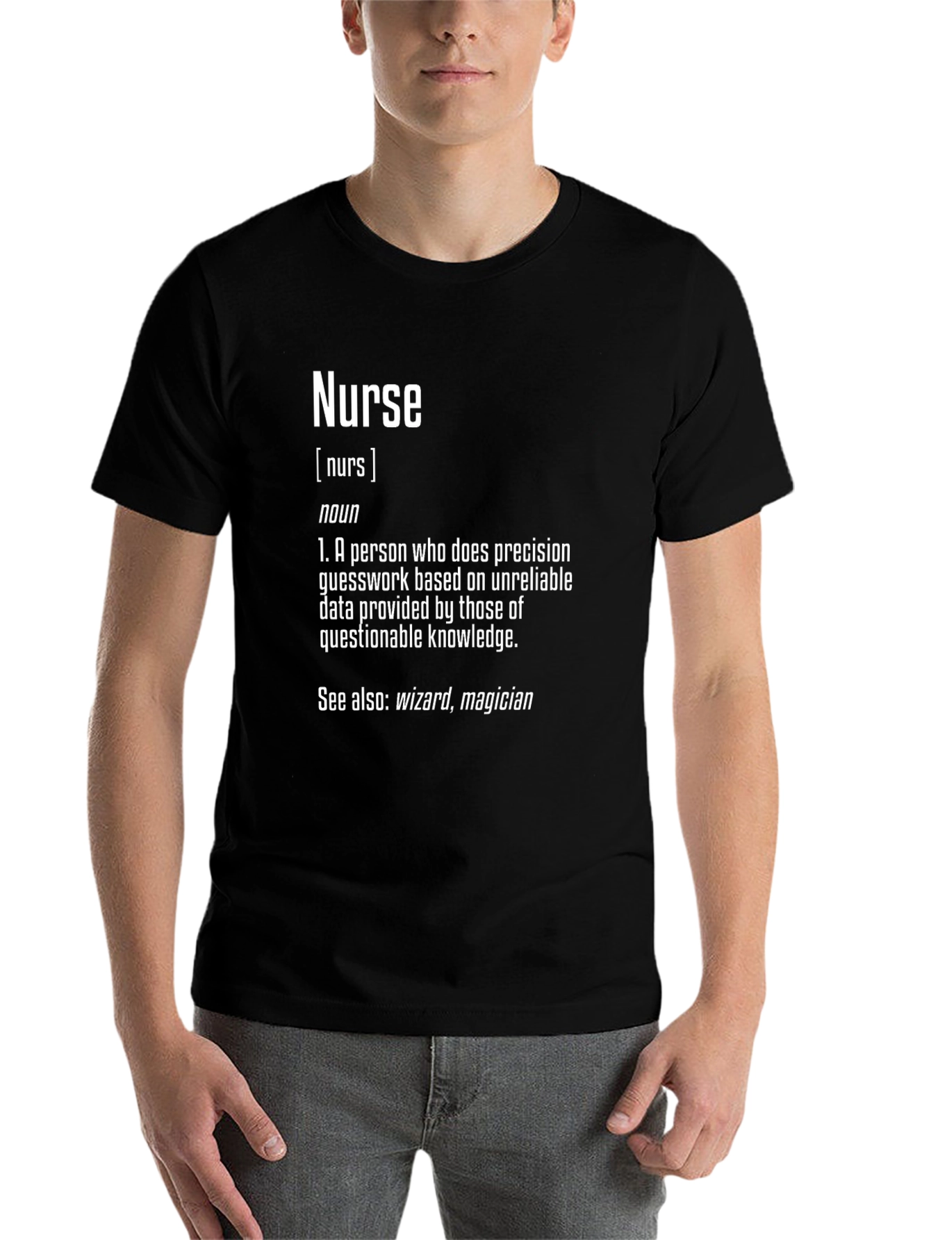 Black Funny Nurse Definition Black T-Shirt view 7