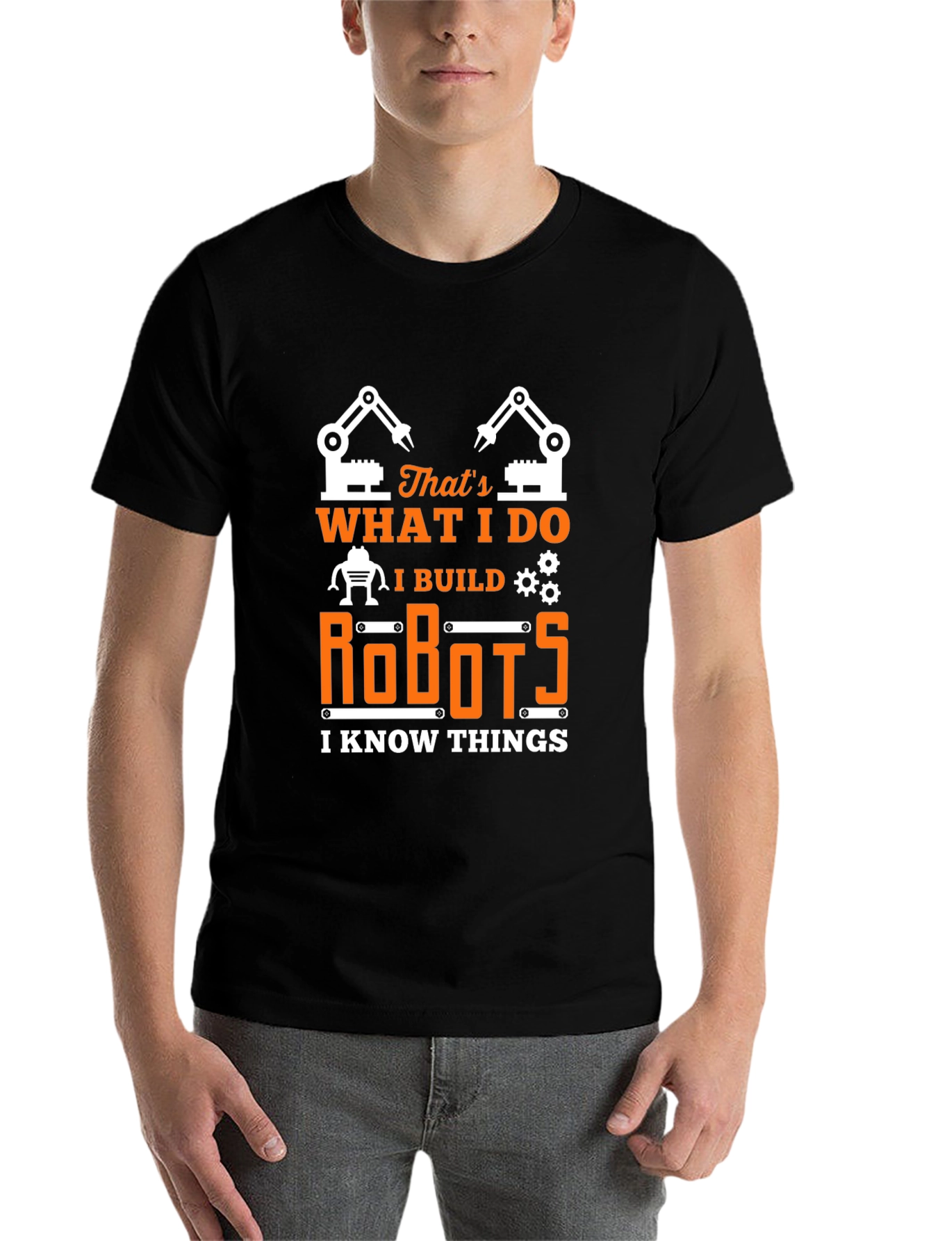Black I Build Robots T-Shirt - Funny Engineer Tee view 7