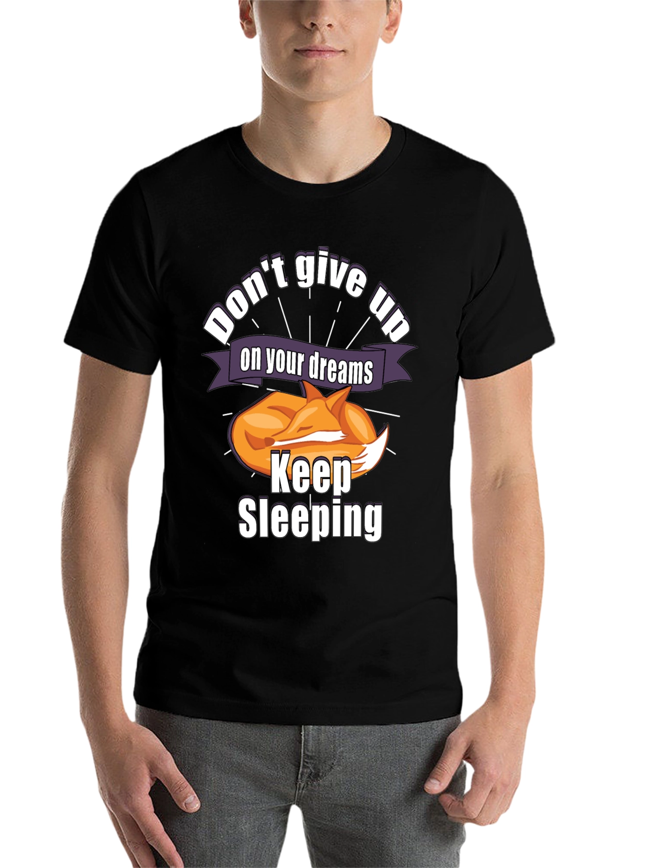 Black Don't Give Up On Your Dreams Keep Sleeping T-Shirt view 7