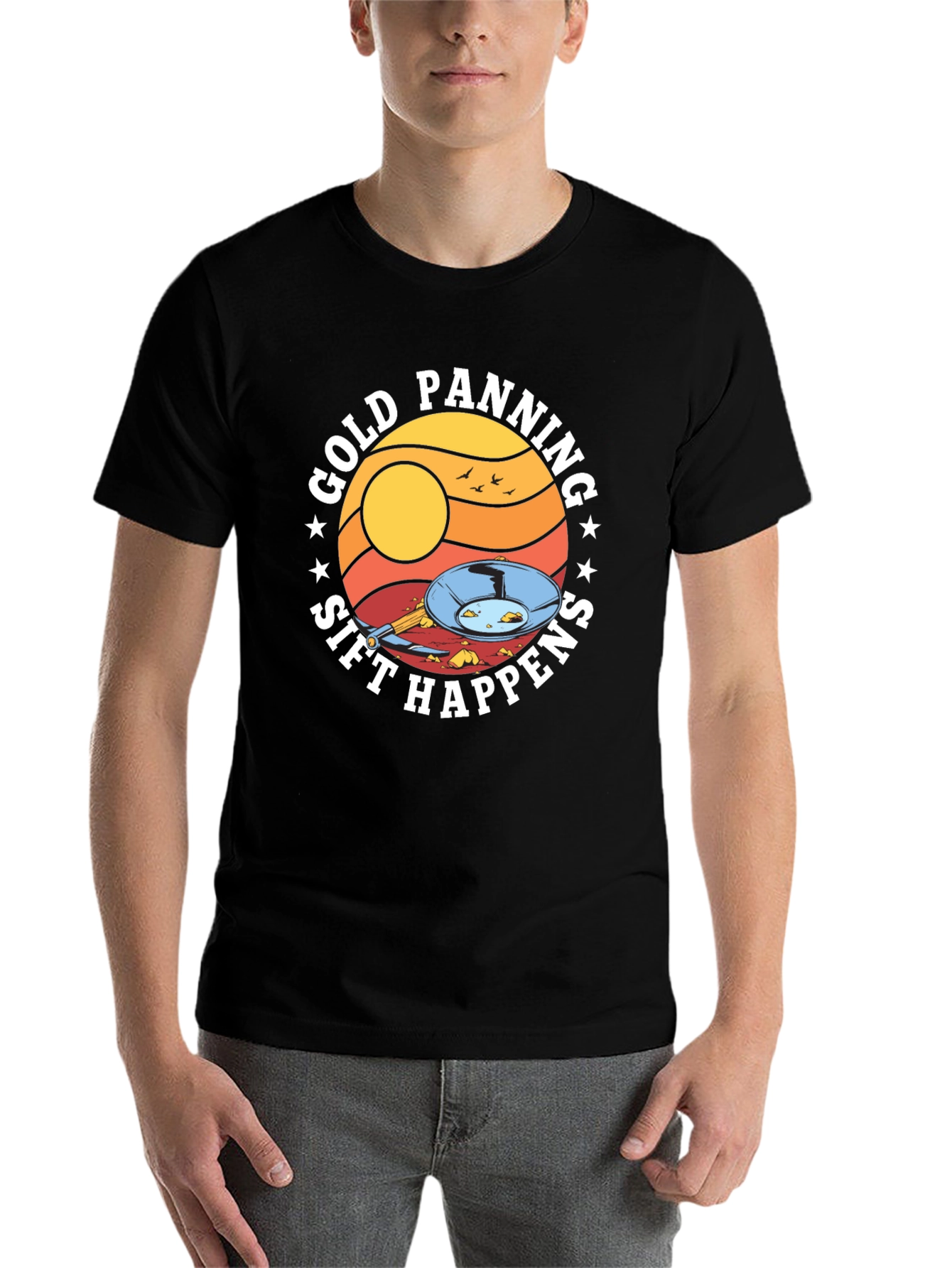 Black Gold Panning Sift Happens Graphic T-Shirt view 7
