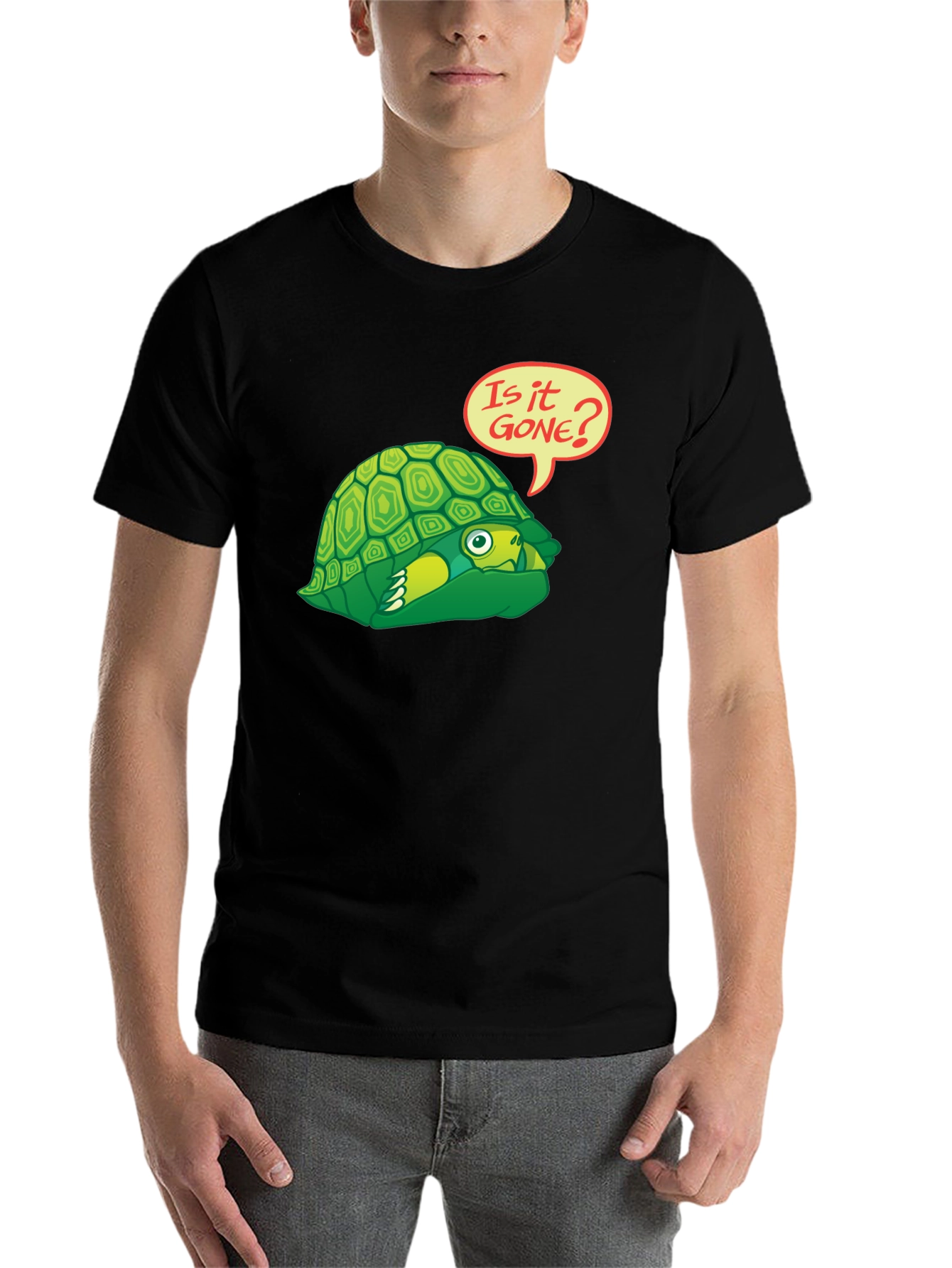 Black Funny Turtle Graphic T-Shirt - Is It Gone? view 7