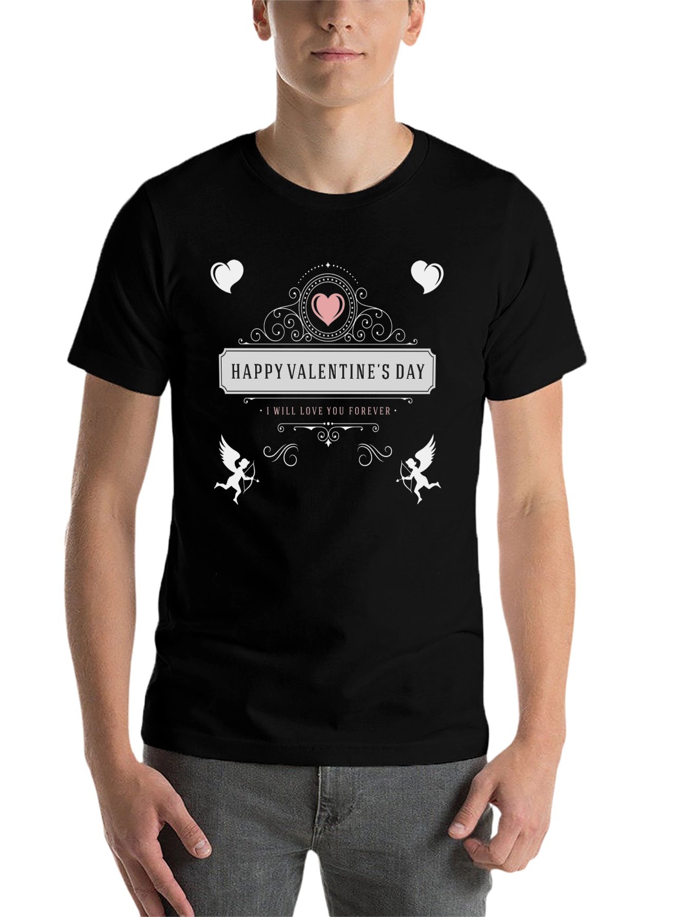 Black Happy Valentine's Day Graphic T-Shirt view 7