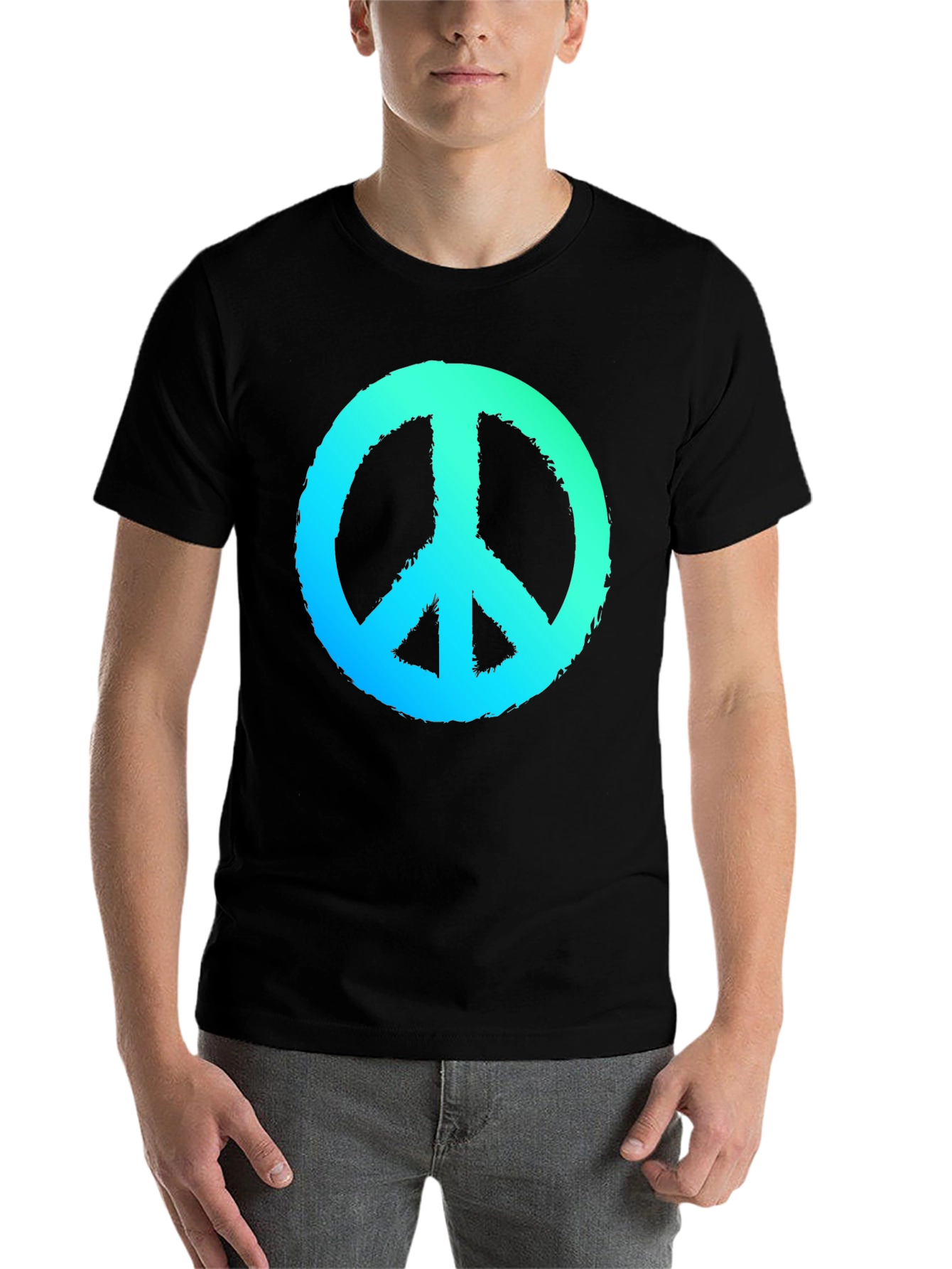 Black Peace Sign Graphic Black T-Shirt view 7