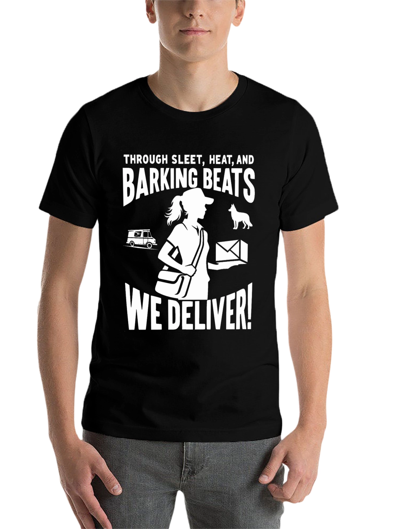 Black Mail Carrier T-Shirt - We Deliver! view 7