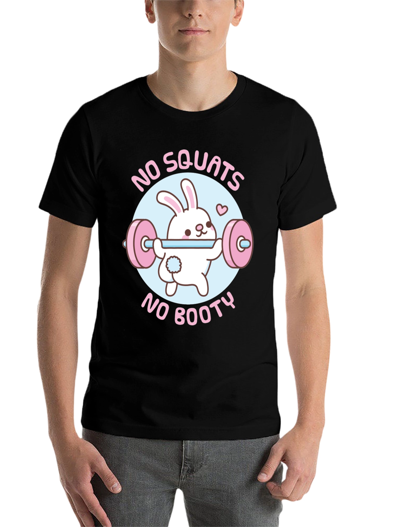 Black No Squats No Booty Funny Workout Shirt view 7